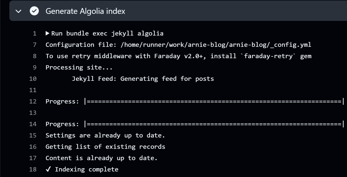GitHub Actions 自动重建索引